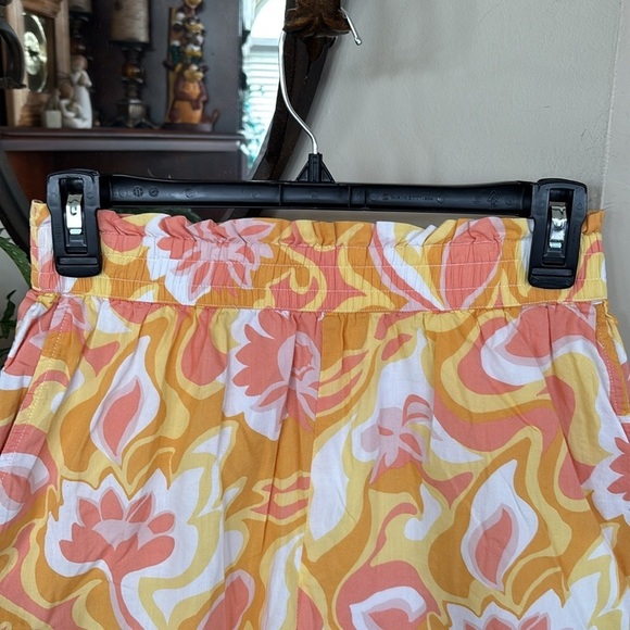 BP Nordstrom Smocked Waist Retro Hippie Shorts Yellow Pink Floral Lined Boho - Picture 5 of 14